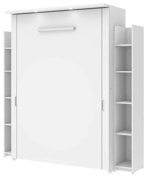 Full Murphy Bed with Shelves (81W) in White