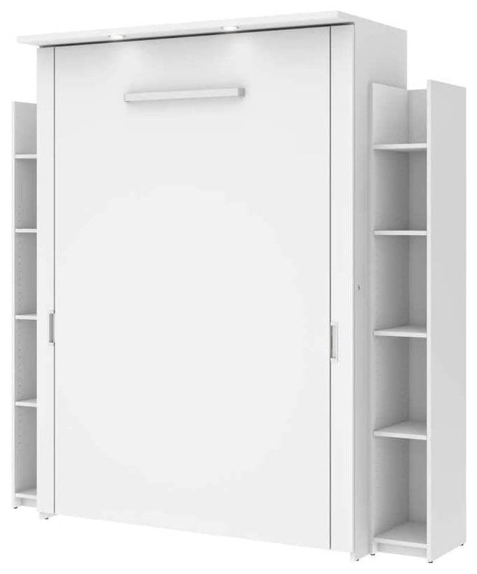 Full Murphy Bed with Shelves (81W) in White