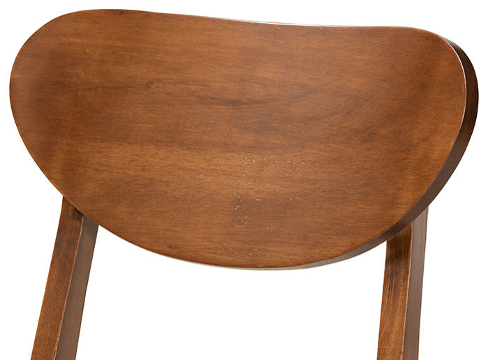 Eurah Mid-Century Modern Upholstered Dining Chair, Set of 2, Sand/Walnut Brown