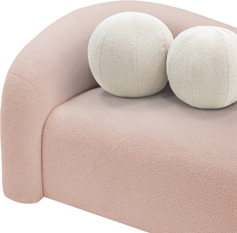 Kali Faux Shearling Teddy Fabric Upholseterd  Loveseat, Pink