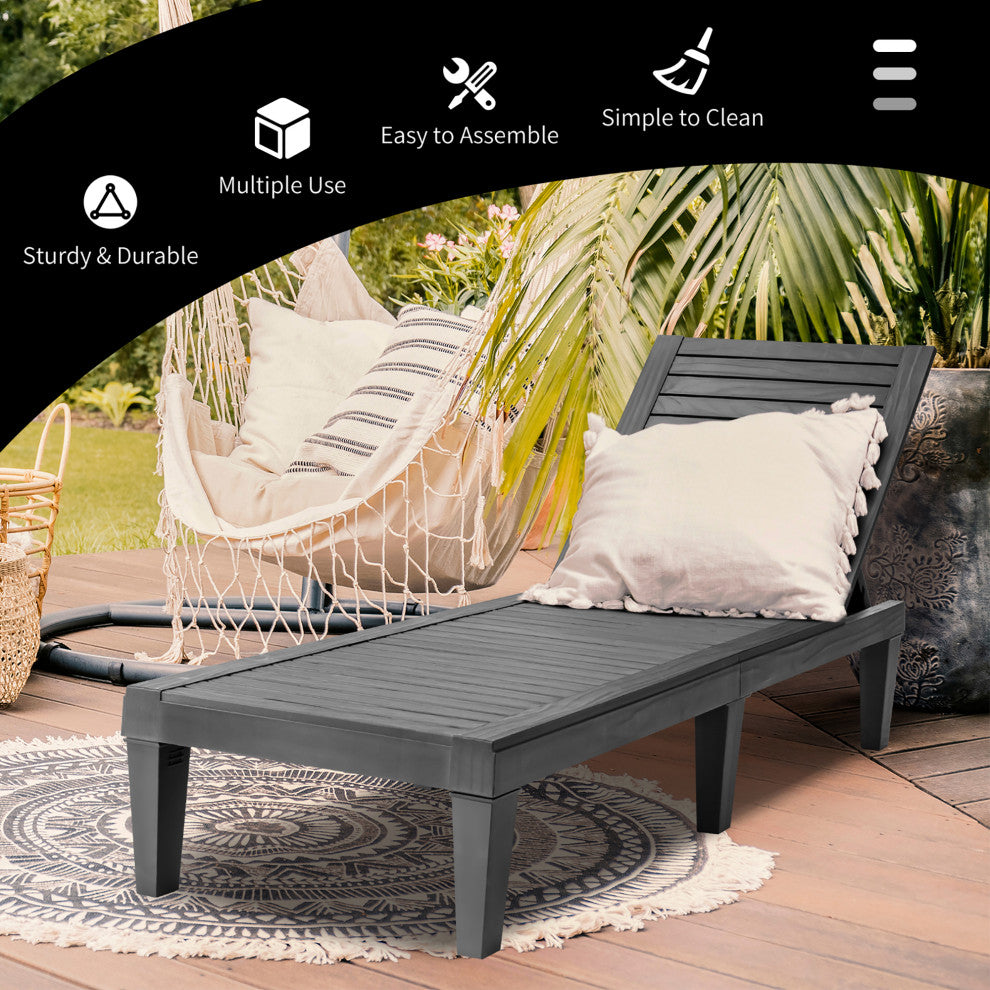 Costway 2 PCS Patio Lounge Chair Chaise Recliner Weather Resistant Adjust Black