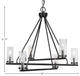 Trinity 6 Light Chandelier Shown, Matte Black Finish, 2.5" Clear Bubble Glass