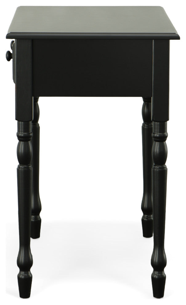 Grace Desk With Elegant Trned Legs And Drawer, Antique Black