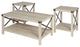 3-Piece Rustic Wood and Metal Accent Table Set - White Oak