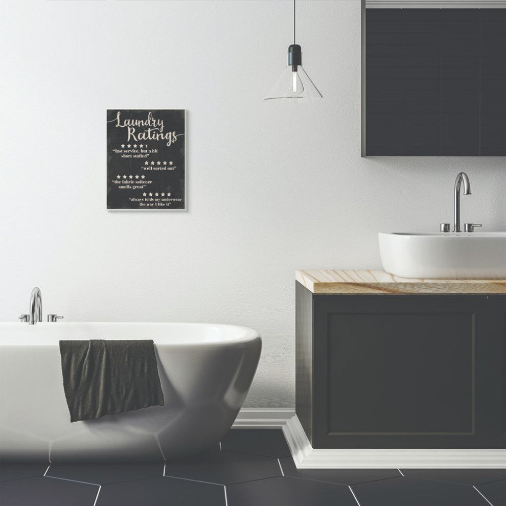 Stupell Industries Laundry Rating Five Star Bathroom Black Funny Word, 13 x 19