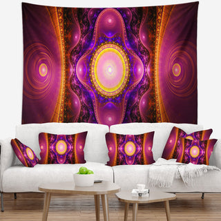 Pink Cryptical Fractal Design Abstract Wall Tapestry, 92"x78"