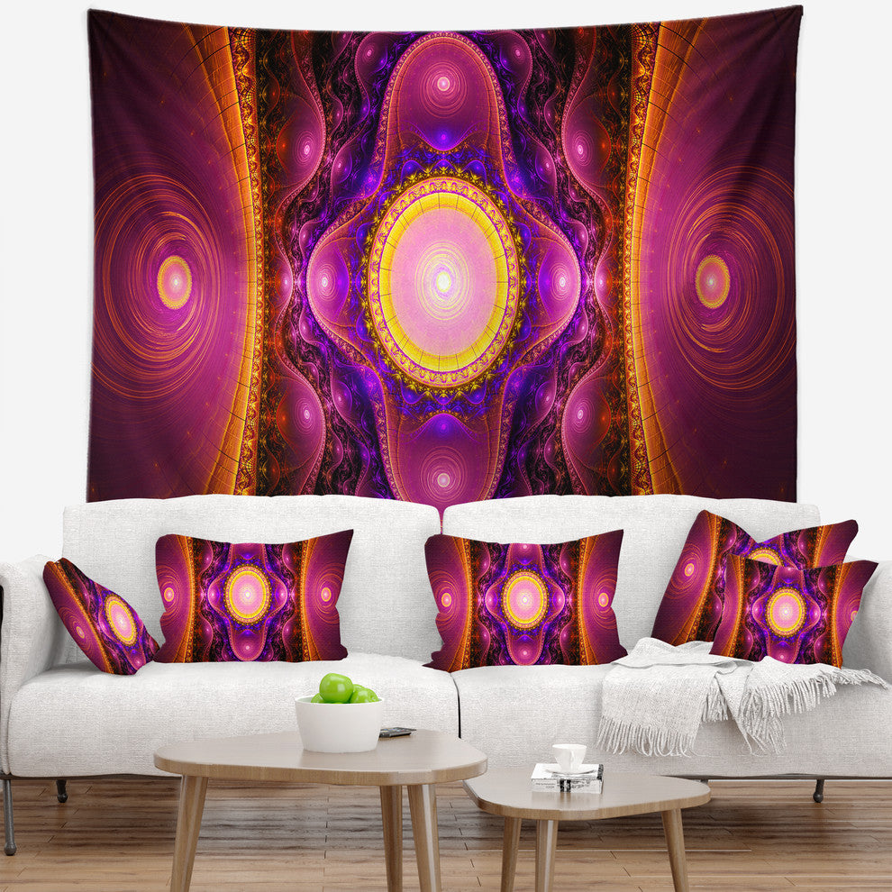 Pink Cryptical Fractal Design Abstract Wall Tapestry, 92"x78"