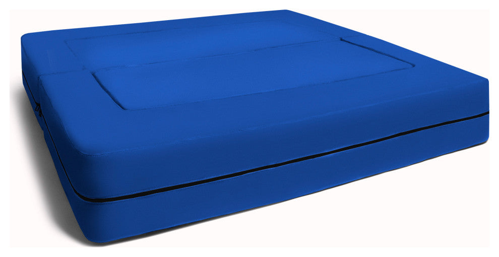 Zipline Big Kids Modular Sofa and Ottoman, Blueberry