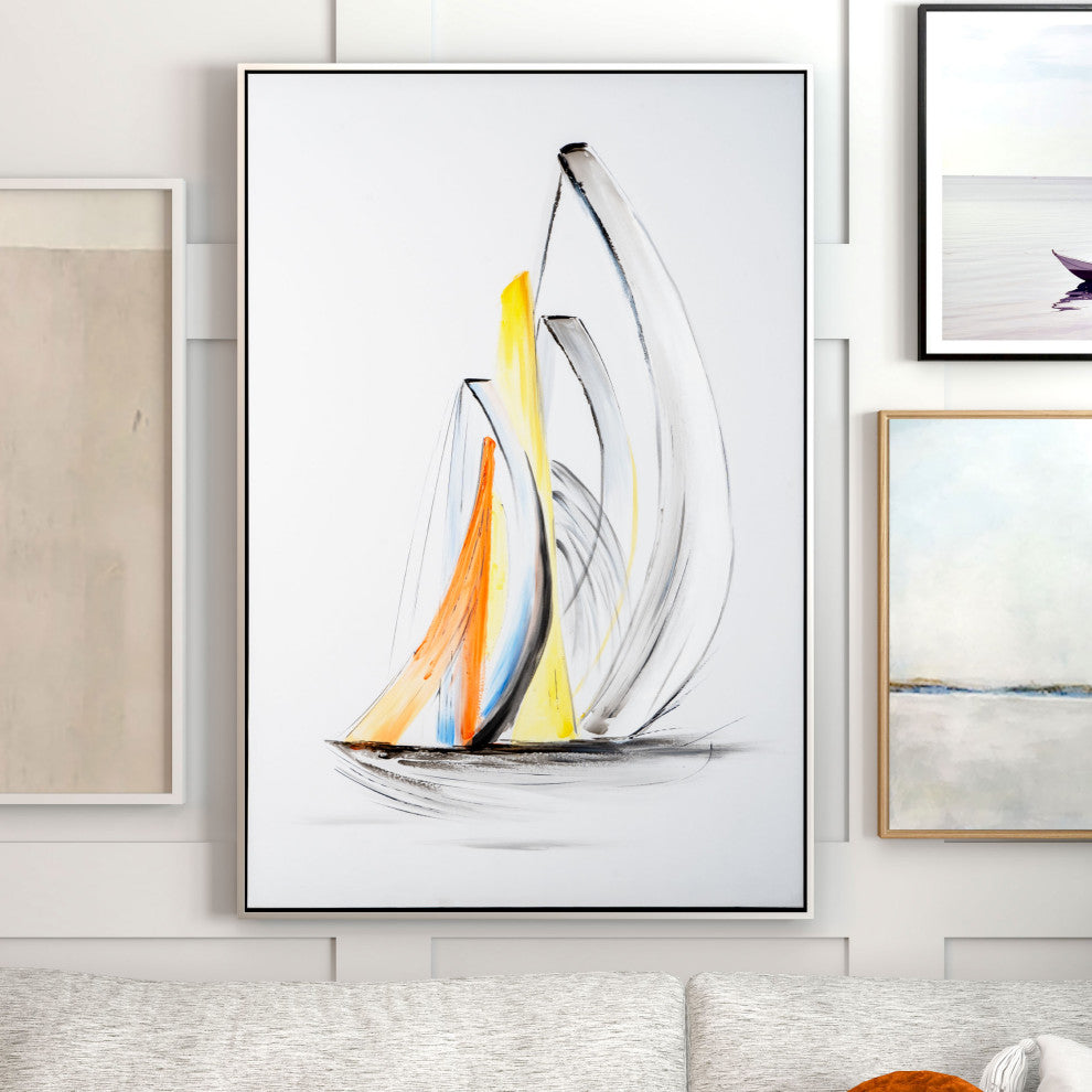 Schooner Winds Hand Painted Framed Canvas, Schooner Winds 2