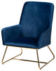 Marilena Glam and Luxe Navy Blue Velvet Fabric Gold Armchair