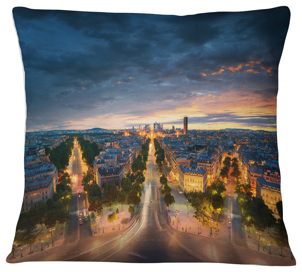 Night Paris Amazing View Skyline Photography Throw Pillow, 16"x16"
