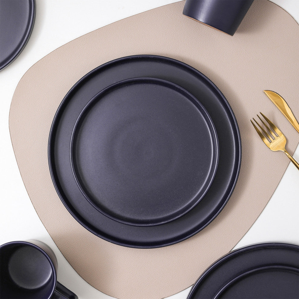 Stone Lain Cleo Stoneware 32 Piece Dinnerware Set, Dark Blue