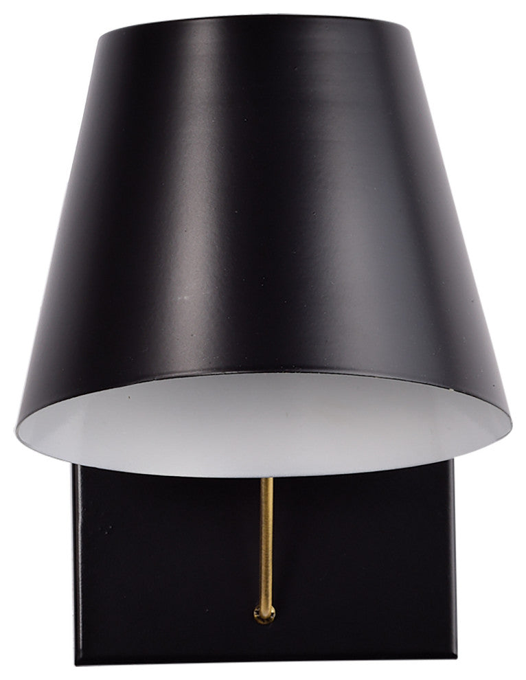 Baxter 1-Light Vanity, Black With Burnished Brass