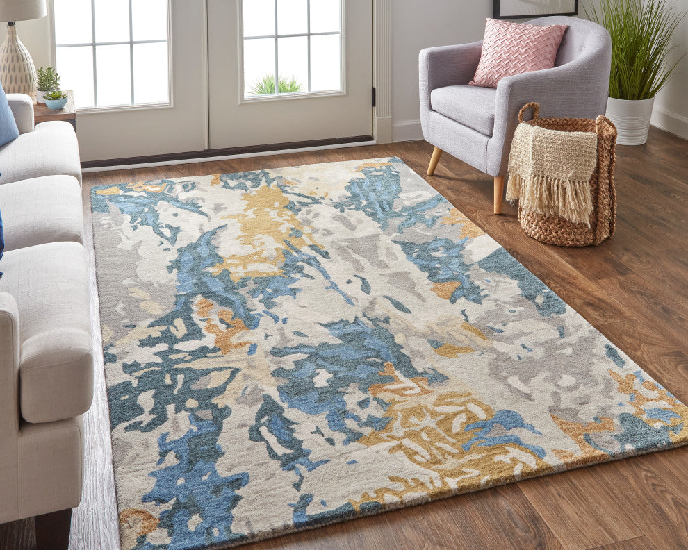 Weave & Wander Everley Wool Rug, Opal Gray/Blue/Bronze, Rug, 10'x14'