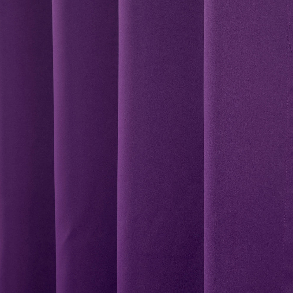 Solid Grommet Top Thermal Insulated Blackout Curtains, Purple, 84"