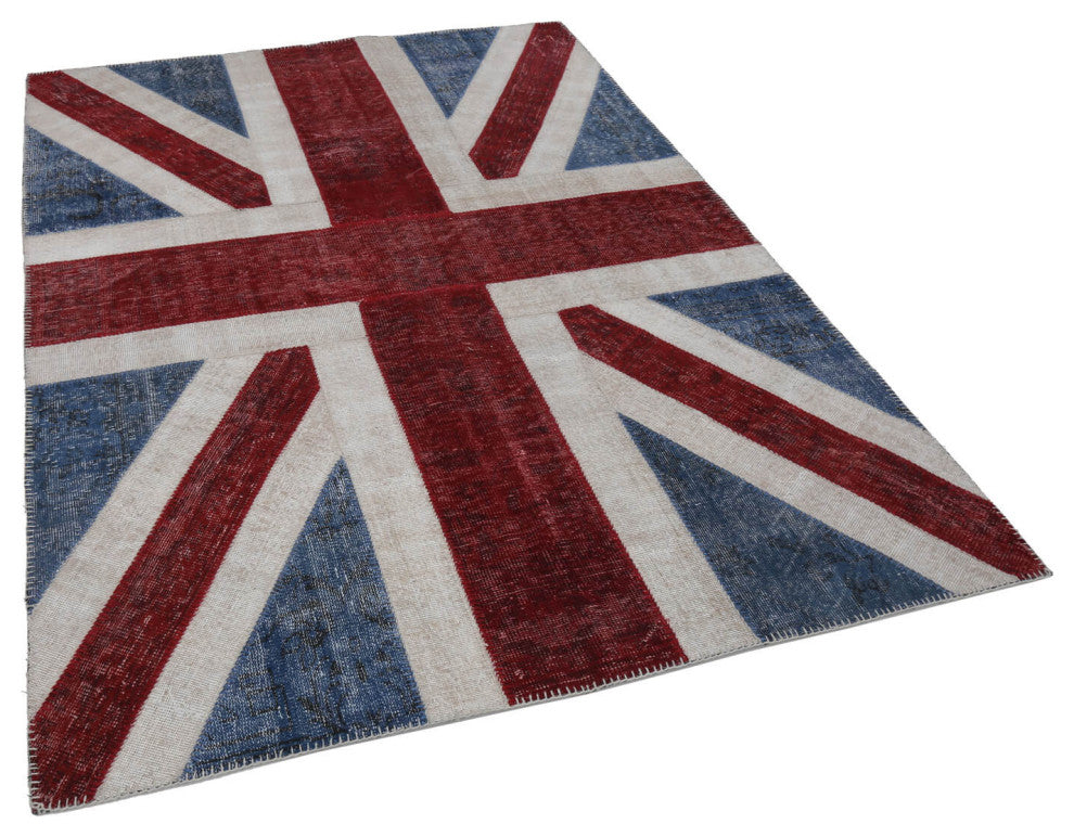 Rug N Carpet - Hand-knotted Anatolian 5' 8'' x 7' 10'' Flag Patchwork Rug
