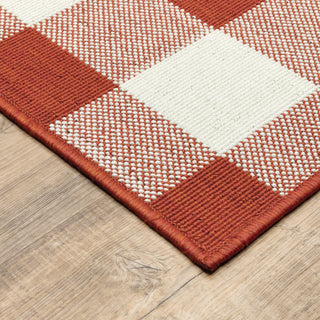 Oriental Weavers Meridian Red/ Ivory Geometric Indoor/Outdoor Rug 5'3"X7'6"
