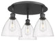 Bristol Glass-3 Light 19" Flush Mount-Matte Black, Clear Glass Shade