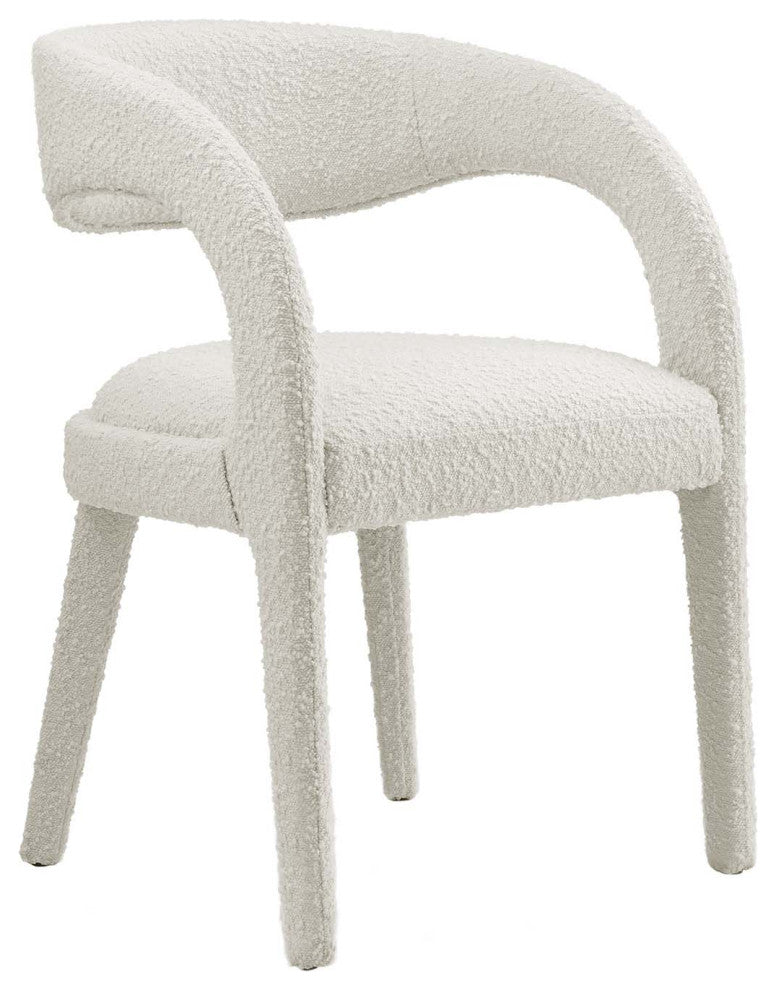 Pinnacle Boucle Upholstered Dining Chair Set of 2, Ivory