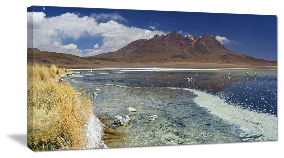 Desert Lake Laguna Canapa on Sunny Day, Modern Seashore Canvas Wall Art, 60"x28"