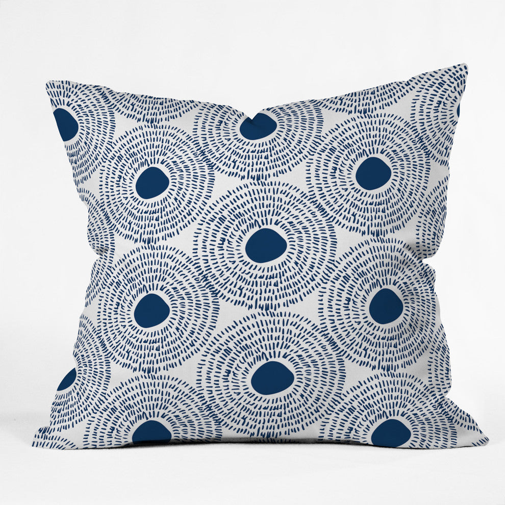 Camilla Foss Circles, Blue II Throw Pillow, 18"x18"