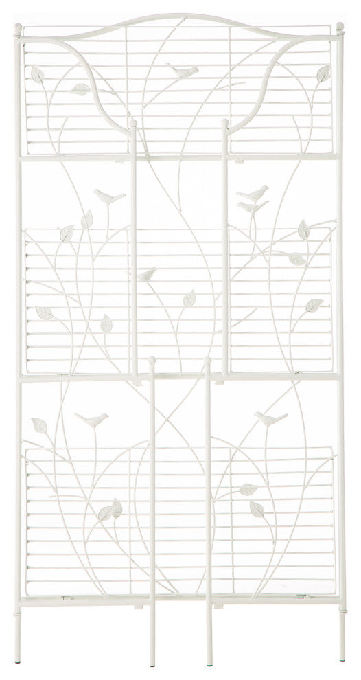 44.75" Rectangular 3-Tiered White Metal Shelf Planter Stand