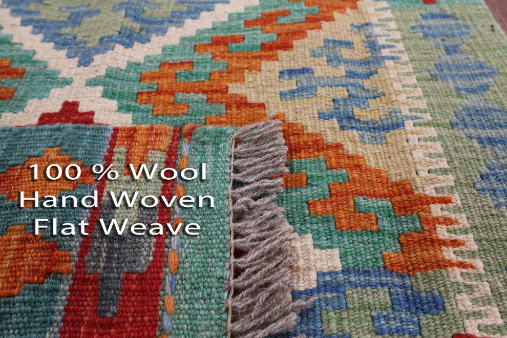 Runner Reversible Kilim Flat Weave Wool On Wool Rug 2' 1" X 6' 9" - Q12563
