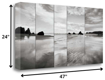 47" Modern Black and White Beach Giclee Wrap Canvas Wall Art