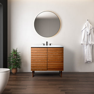 36" Modern 2-Shelf Bath Vanity Cabinet Only (Sink Basin not Included), Walnut