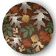 Watercolor Leaves Fall Design Chenille Area Rug, Brown, 5' Round