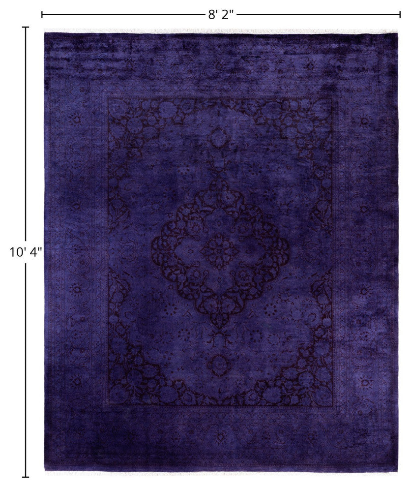 Overdyed One-of-a-Kind Hand-Knotted Area Rug Purple, 8' 2" x 10' 4"