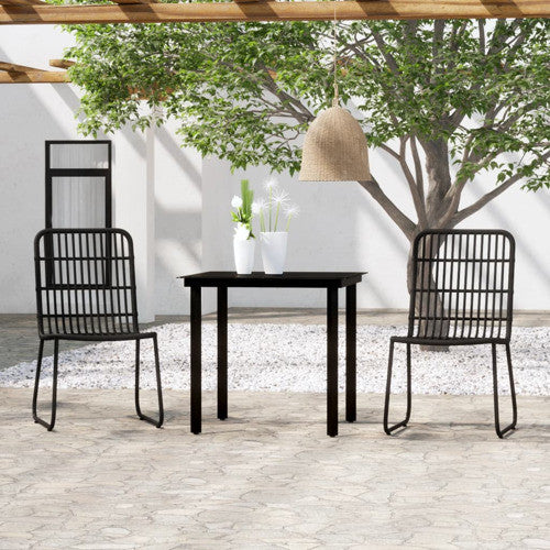 vidaXL Patio Dining Set 3 Piece Black Garden Outdoor Table and Chair Furniture