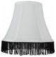 Silk Bell Lamp Shade, 5x9x7", Off White With Black Fringe