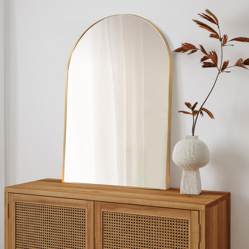 Elodie Medium Arched Metal Framed Wall Mounted Mirror