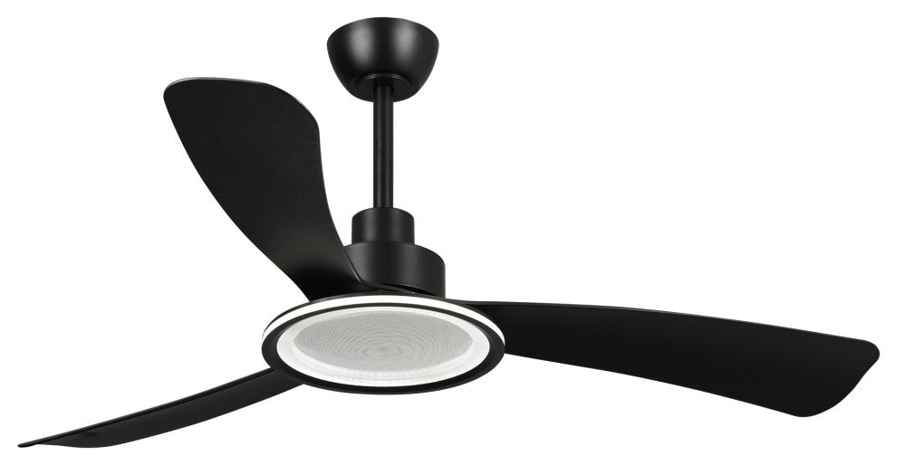52 in.Modern Black LED Ceiling Fan with Light and Remote Control