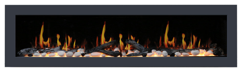 Latitude II Flush Mounted Smart Electric Fireplace, 3" Trim, 68" Wide