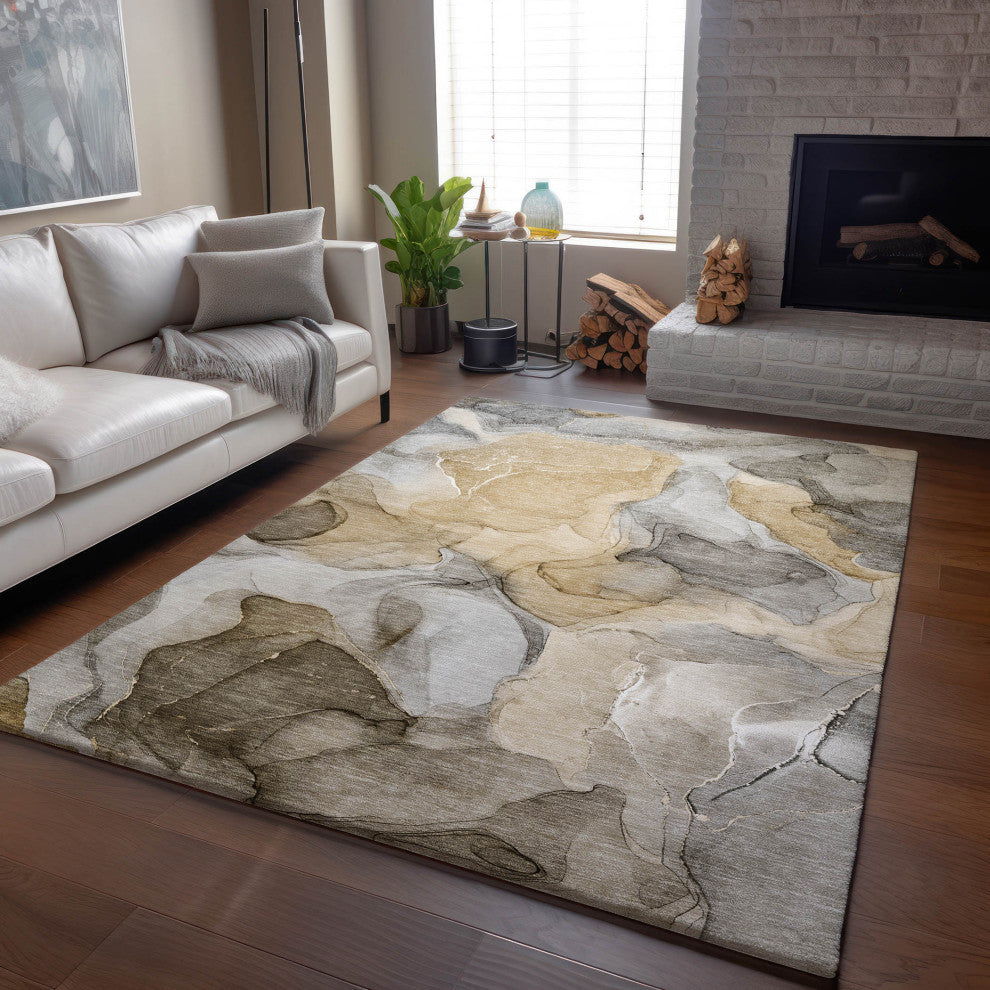 Premium Machine Washable Mayfield AMF504 Brown 5' x 7'6" Rug
