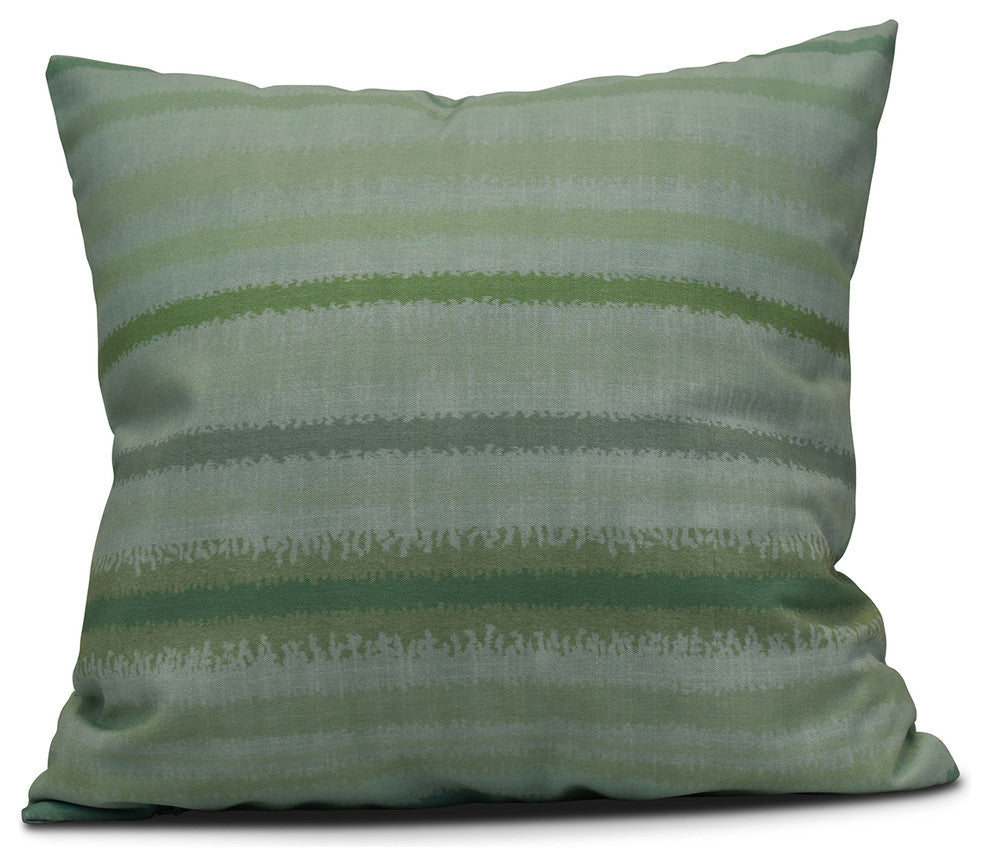 Raya De Agua, Stripe Print Pillow, Green, 20"x20"