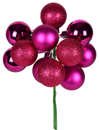 12" Fuchsia Ball Ornament Pick 4/Bg