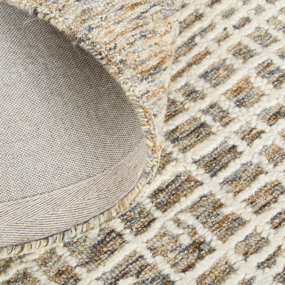 Weave & Wander Carrick Architectural Rug, Charcoal/Brown, 9'x12'