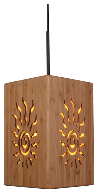 Light House Bamboo Shade Mini Pendant, Radiance, Medium, Bronze, 1-Light