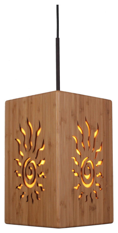 Light House Bamboo Shade Mini Pendant, Radiance, Medium, Bronze, 1-Light