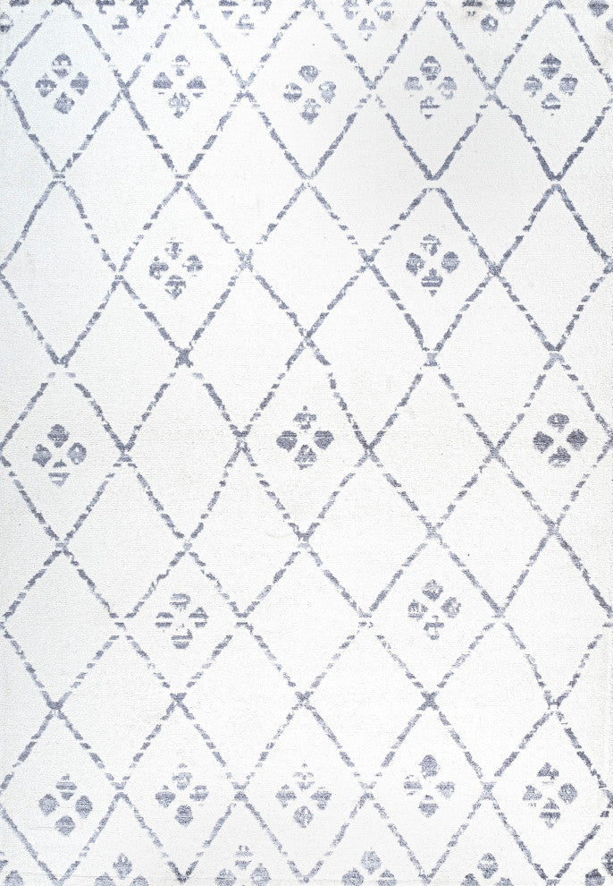 Izil Moroccan Geometric Diamond Ivory/Light Gray 3'x5' Area Rug