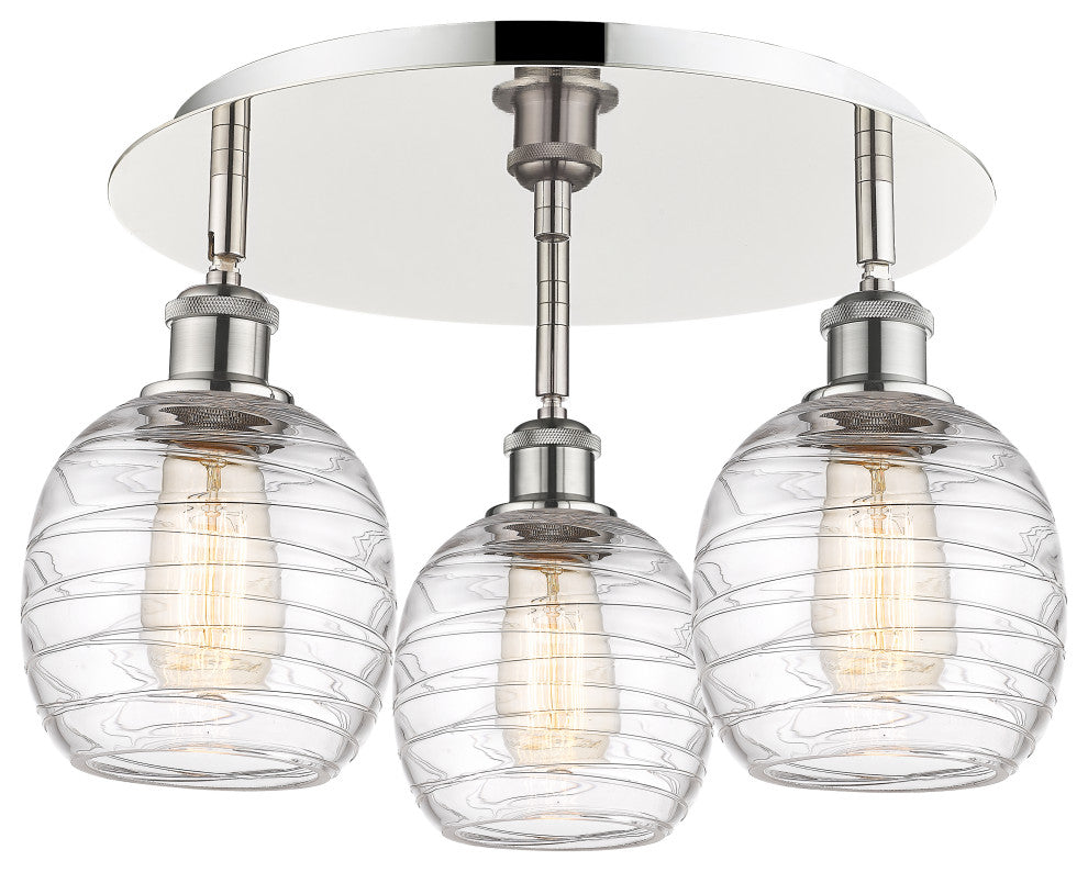 Innovations Belfast 3 17.75" Flush Mount Polished Nickel