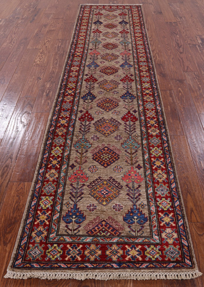2' 6" X 10' 1" Super Kazak Hand Knotted Wool Runner Rug Q7495