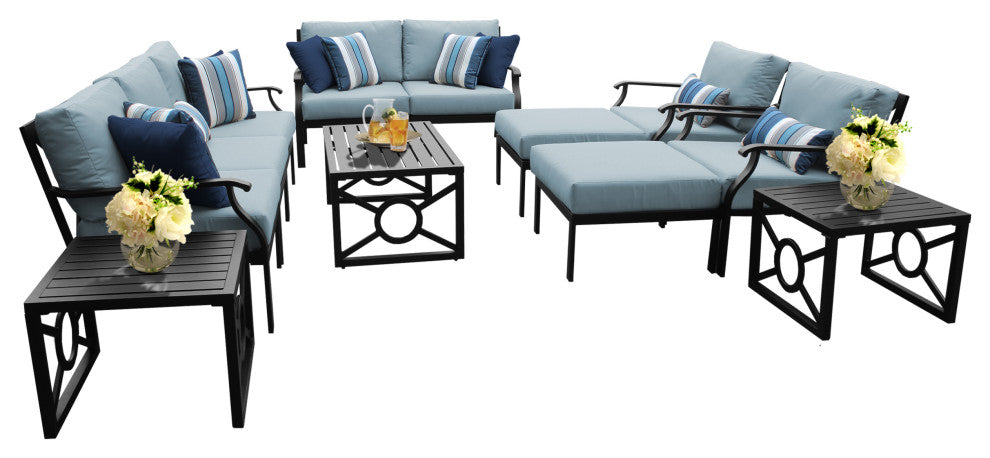 kathy ireland Madison Ave. 12 Piece Aluminum Patio Furniture Set 12h, Tranquil