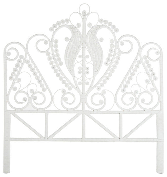 Peacock Rattan Headboard, White, King