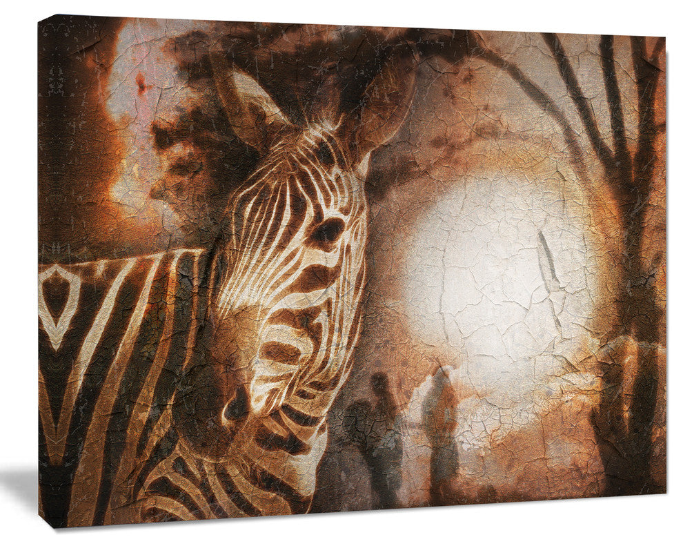 Vintage Style African Zebra, African Canvas Art Print, 60"x28"