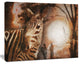 Vintage Style African Zebra, African Canvas Art Print, 60"x28"