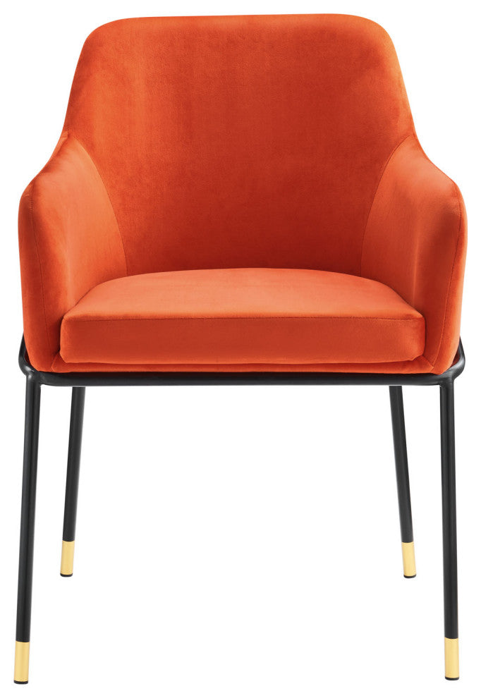Jovi Performance Velvet Dining Armchair Set of 2, Black Orange